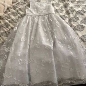 Elegant White Floral Kids Dress